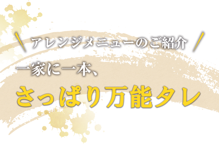 アレンジメニューのご紹介一家に一本、さっぱり万能タレ